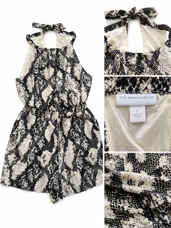 New York & Company Pants - New York & Company Snakeskin Print Halter Romper XL